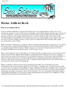 Artificial Reefs  Marine Artificial Reefs What is an Artificial Reef? To many saltwater fishermen and sport divers the term 
