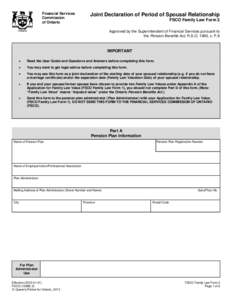 Financial Services Commission of Ontario Joint Declaration of Period of Spousal Relationship FSCO Family Law Form 2