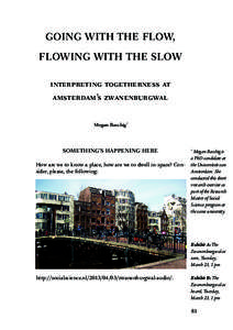 Going with the Flow, Flowing with the Slow interpreting togetherness at amsterdam’s zwanenburgwal Megan Raschig*