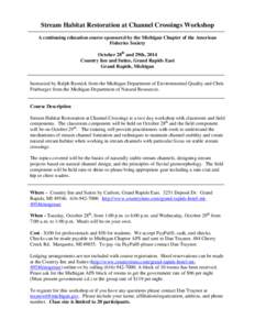 MIAFS Stream Restoration at Channel Crossings Workshop Announcement