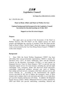 立法會 Legislative Council LC Paper No. CB[removed]) Ref : CB2/PL/HA+WS Panel on Home Affairs and Panel on Welfare Services Updated background brief prepared by the Legislative Council