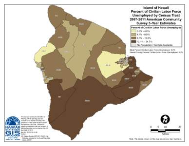 Island of Hawaii Percent of Civilian Labor Force Unemployed by Census Tract[removed]American Community Survey 5-Year Estimates