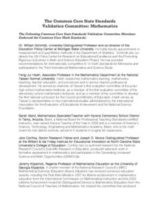 National Council of Teachers of Mathematics / International Association for the Evaluation of Educational Achievement / Thomas A. Romberg / Core-Plus Mathematics Project / Education / Mathematics education / Education reform