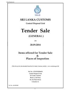 CDU/TSSRI LANKA CUSTOMS Central Disposal Unit  Tender Sale