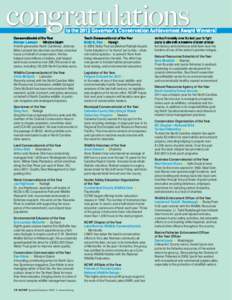 congratulations  to the 2012 Governor’s Conservation Achievement Award Winners! Conservationist of the Year Michael Leonard ★ Winston-Salem