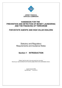 JERSEY FINANCIAL SERVICES COMMISSION HANDBOOK FOR THE PREVENTION AND DETECTION OF MONEY LAUNDERING AND THE FINANCING OF TERRORISM