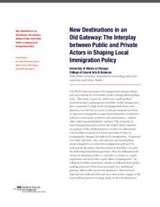 New Destinations in an Old Gateway: The Interplay between Public and Private Actors in Shaping Local Immigrations Policy