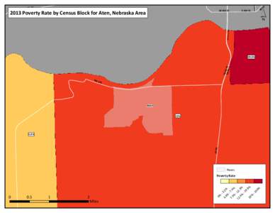 2013 Poverty Rate by Census Block for Aten, N ebraska Area  E 4th St Disco v ery Brg