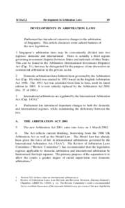 14 SAcLJ  Developments in Arbitration Laws 49