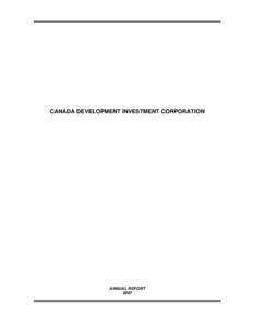 CANADA DEVELOPMENT INVESTMENT CORPORATION