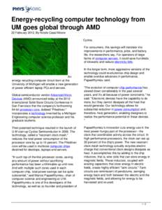 Energy-recycling computer technology from UM goes global through AMD