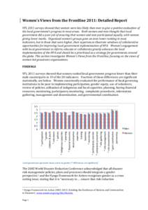 Women’s	
  Views	
  from	
  the	
  Frontline	
  2011:	
  Detailed	
  Report	
    	
   VFL	
  2011	
  surveys	
  showed	
  that	
  women	
  were	
  less	
  likely	
  than	
  men	
  to	
  give	
  a	