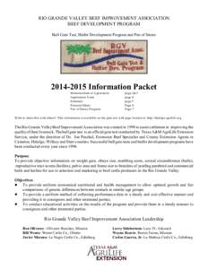 RIO GRANDE VALLEY BEEF IMPROVEMENT ASSOCIATION BEEF DEVELOPMENT PROGRAM Bull Gain Test, Heifer Development Program and Pen of SteersInformation Packet Memorandum of Agreement