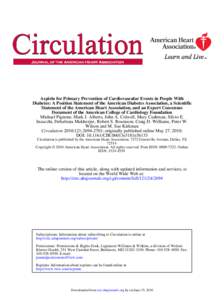 Aspirin for Primary Prevention of Cardiovascular Events in People With Diabetes: A Position Statement of the American Diabetes Association, a Scientific Statement of the American Heart Association, and an Expert Consensu