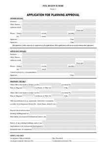 PEEL REGION SCHEME Form 1 APPLICATION FOR PLANNING APPROVAL OWNER DETAILS Surname...........................................................................................................................................