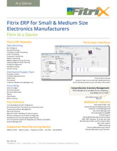 At a Glance  Fitrix ERP for Small & Medium Size Electronics Manufacturers Fitrix At a Glance Fitrix ERP Modules