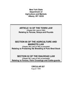 New York State Department of Agriculture and Markets Albany, NY[removed]ARTICLE 18 OF THE TOWN LAW