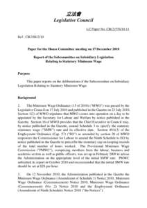 立法會 Legislative Council LC Paper No. CB[removed]Ref : CB2/SS[removed]Paper for the House Committee meeting on 17 December 2010