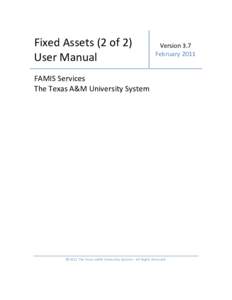 Fixed Assets (2 of 2) User Manual Version 3.7 February 2011