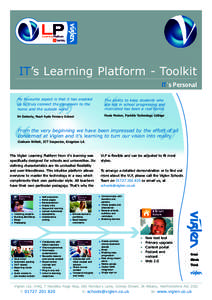 Learning Platform  IT’s Learning Platform - Toolkit IT’s Personal  “ ” “ ”
