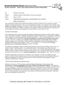 Massachusetts Department of Revenue Division of Local Services Amy Pitter, Commissioner Robert G. Nunes, Deputy Commissioner & Director of Municipal Affairs  TO: