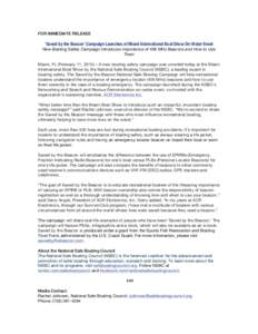 Rescue / Distress radiobeacon / National Safe Boating Council / Technology / Electric beacon / Cospas-Sarsat / Boating / 406 / Pleasure craft / Beacons / Public safety / Safety