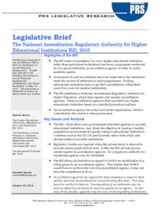 Microsoft Word - Legislative Brief - National Accreditation Authority Bill, 2010_oct 29.doc
