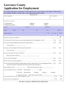 Microsoft Word - Lawrence County Employment Application.doc