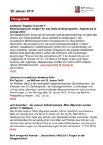 22. Januar 2015 Neuigkeiten Leitthema 