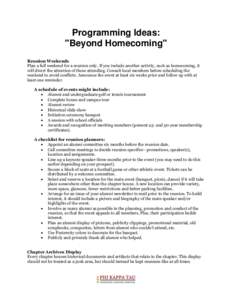 Reunions / Traditions / Phi Kappa Tau / Culture / Education / Academia / Sigma Tau Gamma / North-American Interfraternity Conference / Miami University / Homecoming