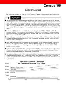 Census ‘96 Labour Market The following statistics are from the 1996 Census of Canada which occurred on May 14, [removed]