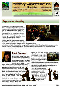 Waverley Woodworkers Inc. October 2014 Newsletter  Volume 22, Issue 9