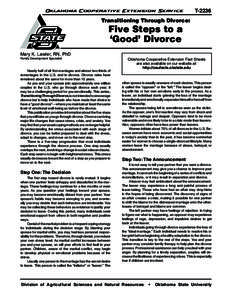 Oklahoma Cooperative Extension Service  T-2236 Transitioning Through Divorce: