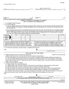 SC-134 Application and Order to Produce Statement of Assets and to Appear for Examination
