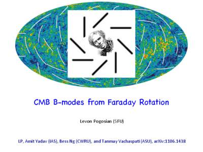 CMB B-modes from Faraday Rotation Levon	
  Pogosian	
  (SFU)	
   LP,	
  Amit	
  Yadav	
  (IAS),	
  Bess	
  Ng	
  (CWRU),	
  and	
  Tanmay	
  VachaspaE	
  (ASU),	
  arXiv:[removed]	
    Why look for magnet