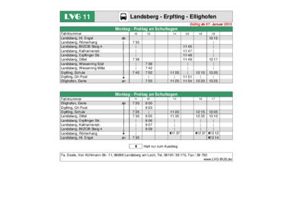 LVG 11  Landsberg - Erpfting - Ellighofen Gültig ab 07. JanuarMontag - Freitag an Schultagen