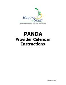 PANDA Provider Calendar Instructions Revised[removed]