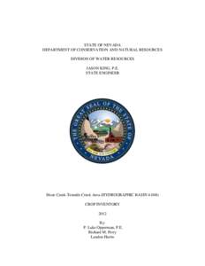 STATE OF NEVADA DEPARTMENT OF CONSERVATION AND NATURAL RESOURCES DIVISION OF WATER RESOURCES JASON KING, P.E. STATE ENGINEER