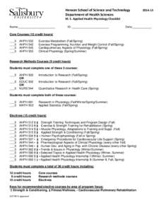 Henson School of Science and Technology Department of Health Sciences[removed]M. S. Applied Health Physiology Checklist