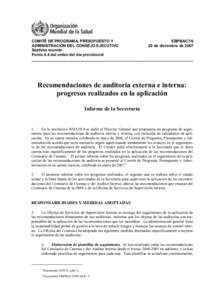 COMITÉ DE PROGRAMA, PRESUPUESTO Y ADMINISTRACIÓN DEL CONSEJO EJECUTIVO Séptima reunión Punto 4.4 del orden del día provisional  EBPBAC7/6