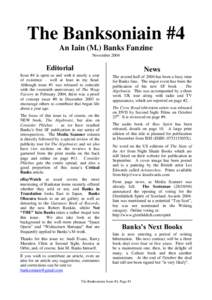 The Banksoniain #4 An Iain (M.) Banks Fanzine November 2004 Editorial