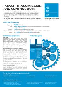 POWER TRANSMISSION AND CONTROL 2014 International Trade Fair for Electrical and MechanicalPower Transmission, Fluid Power, MachineParts, Fasteners and Springs, Bearings, Internal Combustion Engines and Gas Turbines