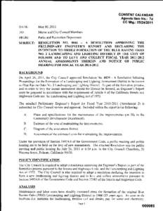 CONSENT CALENDAR Agenda Item No.: 7d CC Mtg .: [removed]DATE: May 10, 2011 TO: Mayor and City Council Members