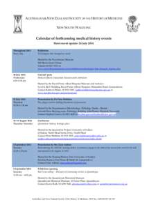 Microsoft Word - Calendar of NSW medical history events - updated 26 July 2014