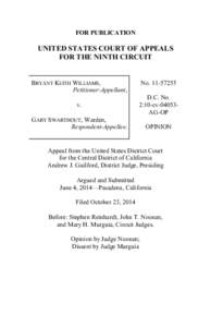 FOR PUBLICATION  UNITED STATES COURT OF APPEALS FOR THE NINTH CIRCUIT  BRYANT KEITH WILLIAMS,