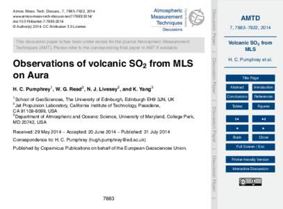 This discussion paper is/has been under review for the journal Atmospheric Measurement Techniques (AMT). Please refer to the corresponding final paper in AMT if available. Discussion Paper  Atmos. Meas. Tech. Discuss., 7