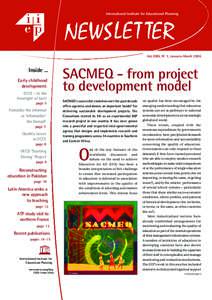 International Institute for Educational Planning  Vol. XXIV, N° 1, January-March 2006 Inside ... Early childhood