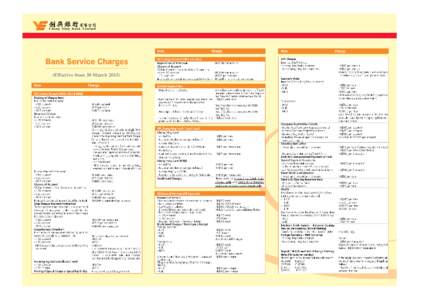 (Effective from 30 March 2015)  Supplementary information on “(D) Chong Hing Card / Credit Card” section -