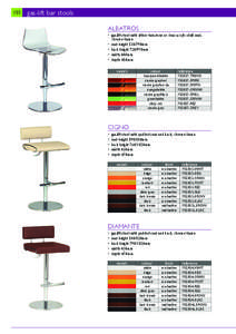 120  gas-lift bar stools ALBATROS • gas-lift stool with either two-tone or clear acrylic shell seat, chrome frame