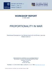 Proportionality in War Workshop Report FINAL
